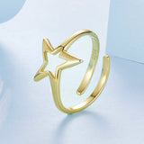 925 Sterling Silver Plated Gold 1.40cm Star Ring