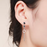 925 Sterling Silver Oxidized Pavé Setting CZ Earrings