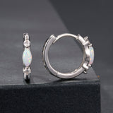 925 Sterling Silver Moissanite and Opal White Gold Plated Earrings for Women