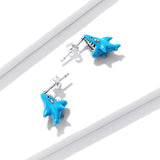 925 Sterling Silver Oxidized Enamel Earrings for Women - 1.3x0.5cm