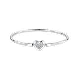 925 Sterling Silver White Gold Plated CZ Bracelet for Women - Size 17.0