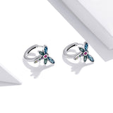 925 Sterling Silver Dragonfly Earrings with CZ and Enamel - 0.9 cm for Women