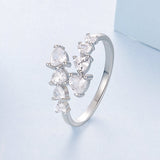 925 Sterling Silver White Gold Plated Pavé Setting Rings for Women