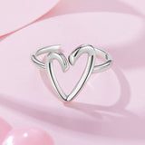 925 Sterling Silver Oxidized Silver Heart Ring for Women