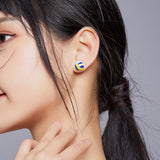 925 Sterling Silver Oxidized Enamel Earrings for Women