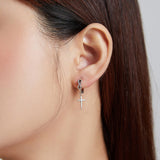 925 Sterling Silver Earrings with Pavé Setting CZ in Oxidized Finish