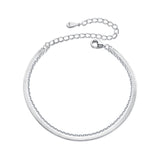 925 Sterling Silver 15+6cm White Gold Plated Bracelet for Women