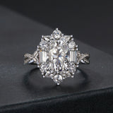 925 Sterling Silver 2 Carat Moissanite Ring in White Gold Plating - Size 8 for Women