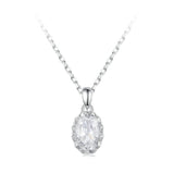 925 Sterling Silver 1 Carat Moissanite Necklace with Pavé Setting, 400 mm Length for Women
