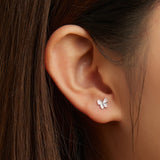 925 Sterling Silver Earrings with Enamel Process, 0.6cm, for Women