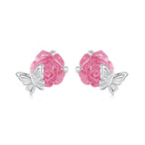 925 Sterling Silver White Gold Plated Resin Earrings 8x10mm for Women