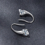 925 Sterling Silver Moissanite 1ct Earrings for Women