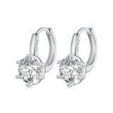 925 Sterling Silver Earrings with CZ and Platinum Plating, Size 13*7mm for Women