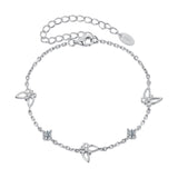 925 Sterling Silver White Gold Plated Bracelet with Moissanite, 15+6cm, for Women