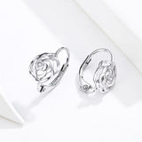 925 Sterling Silver Earrings with Pavé Setting CZ - 1.4x0.9 cm for Women