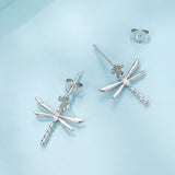 925 Sterling Silver Earrings with Pavé Setting CZ and Transparent Glass