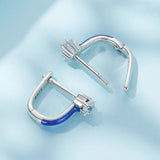 925 Sterling Silver Enamel Earrings with Pavé CZ for Women