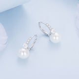 925 Sterling Silver Earrings with Quality Shell Pearl and CZ for Women