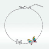 925 Sterling Silver Adjustable Butterfly Enamel Bracelet for Women