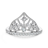 925 Sterling Silver White Gold Plated Ring with Pavé Setting CZ Size 6 for Women