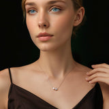 925 Sterling Silver Moissanite & Freshwater Pearl White Gold Necklace 45cm for Women