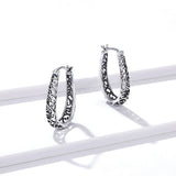 925 Sterling Silver Earrings 2.3*0.4cm Oxidized Silver for Women