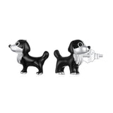 925 Sterling Silver Enamel Oxidized Silver Earrings 0.9*1.0cm for Women