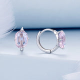 925 Sterling Silver Earrings with Transparent Glass, 12x7mm, for Women