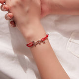 925 Sterling Silver White Gold Plated Adjustable Bracelet with Cotton Cord for Women
