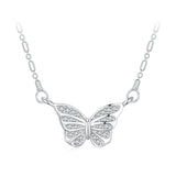 925 Sterling Silver Necklace with Pavé Setting CZ, Length 390+60mm, Pendant Size 8x15mm, for Women