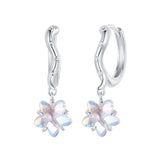 925 Sterling Silver Earrings with Transparent Glass and White Gold Plating for Women