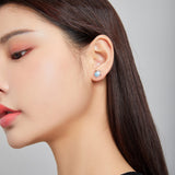 925 Sterling Silver Earrings for Women - Pavé Setting CZ with Enamel Process - 1cm