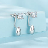 925 Sterling Silver Plated White Gold Earrings with Pavé Setting CZ