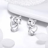 925 Sterling Silver Earrings with Pavé Setting in Oxidized Finish
