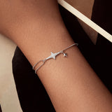925 Sterling Silver & White Gold Plated Pave Setting CZ Bracelet 15+6cm