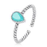 925 Silver 0.2cm Turquoise Ring for Women