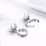 925 Sterling Silver Earrings with Quality Shell Pearl and CZ for Women