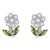 925 Sterling Silver Earrings with Pavé Setting CZ in White Gold