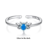 925 Sterling Silver Pendant with Luminous Stone - Oxidized Silver, For Rings