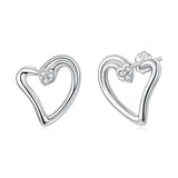 925 Sterling Silver Earrings with CZ in White Gold Plating - 1.4x1.2cm for Women