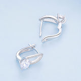925 Sterling Silver Earrings with CZ Pavé Setting, 1.4*0.62cm for Women