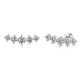 925 Sterling Silver White Gold Plated Moissanite 1.4 x 0.4 cm Earrings for Women