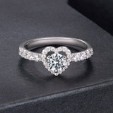 925 Sterling Silver Moissanite 0.5ct Heart Ring for Women Size 6