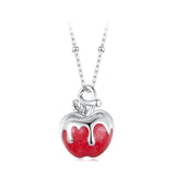 925 Sterling Silver White Gold Plated Enamel Necklace 40+5cm for Women