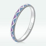 925 Sterling Silver Wide Enamel Ring Size 6.0 for Women
