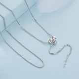 925 Sterling Silver Adjustable Necklace with CZ Pendant for Women