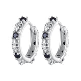 S925 Oxidized Silver Pavé CZ Earrings Size 14*2.5mm for Women