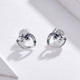 925 Sterling Silver Earrings with Oxidized Finish and Pavé Setting
