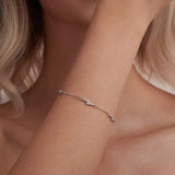 925 Sterling Silver Pave Setting CZ Bracelet with White Gold Plating