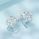 925 Sterling Silver Earrings with Pavé Setting CZ - Oxidized Silver, 1.1cm for Women